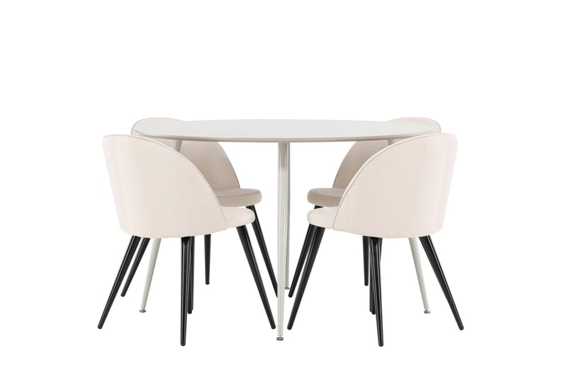 Plaza Matgrupp 120 cm Rund med 4 Velvet stolar - Beige/Beige - Products - Möbler - Bord & matgrupp - Matgrupp