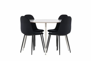 Plaza Matgrupp 120 cm Rund med 4 Polar stolar - Beige/Svart - Products - Möbler - Bord & matgrupp - Matgrupp
