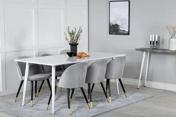 Polar Matgrupp 180 cm Rektangulär med 6 Velvet stolar - Svart/Guld - Products - Möbler - Bord & matgrupp - Matgrupp