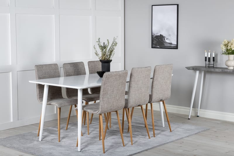 Polar Matgrupp 180 cm Rektangulär med 6 Windu Lyx stolar - Ljusgrå - Products - Möbler - Bord & matgrupp - Matgrupp