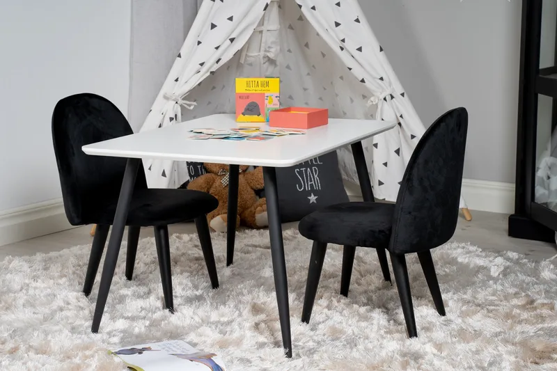 Polar Matgrupp 80 cm Rektangulär med 2 Velvet stolar - Svart - Products - Möbler - Bord & matgrupp - Matgrupp