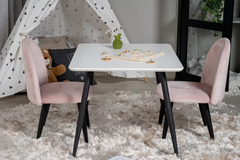 Polar Matgrupp 80 cm Rektangulär med 2 Velvet stolar - Svart - Products - Möbler - Bord & matgrupp - Matgrupp