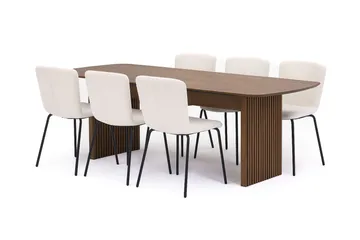 Richeto Matbord 210 cm med 4 Katy Matstolar, Rökt ek