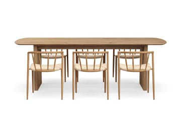 Richeto Matbord 240 cm med 6 Winston Matstolar - Naturlig finish / Beige / Metallben Ek - Products - Möbler - Bord & matgrupp - Matgrupp