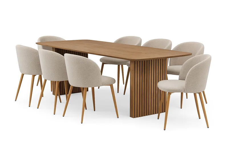 Richeto Matbord 240 cm med 8 Greya Matstolar med armstöd - Ek - Products - Möbler - Bord & matgrupp - Matgrupp