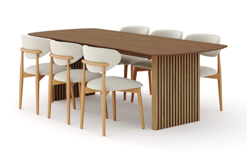 Richeto Matgrupp 240 cm Ek med 6 Molly Matstolar, Ek