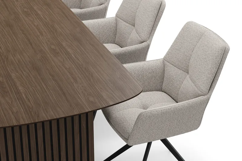 Richeto Matgrupp Rökt Ek 210 cm med 6 Torsby Snurrstolar - Rökt ek/Mörkbeige - Products - Möbler - Bord & matgrupp - Matgrupp