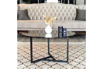 Sabani Soffbord 75 cm Runt X-formade Ben - Grå - Products - Möbler - Bord & matgrupp - Soffbord