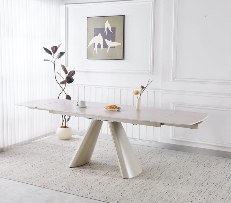 Saturnus matbord förlängningsbart 165-240 cm - Beige travertin - Beige travertin - Products - Möbler - Bord & matgrupp - Matbord & köksbord