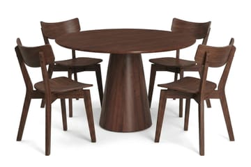 Siena Matgrupp 110 cm runt i Valnöt med 4 Amelia Matstolar - Valnöt - Products - Möbler - Bord & matgrupp - Matgrupp