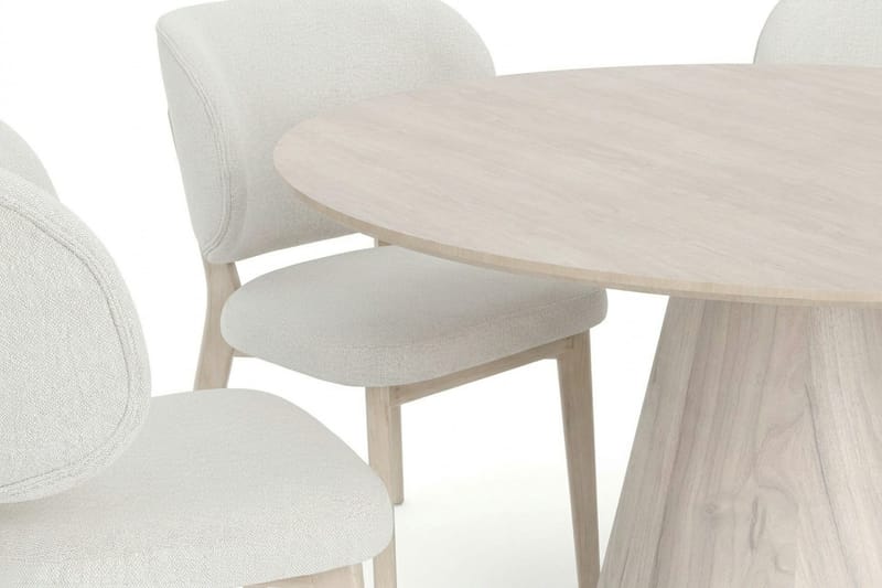 Siena Matgrupp 130 cm runt Vitlaserad med 6 Eira Matstolar - Vitlaserad - Products - Möbler - Bord & matgrupp - Matgrupp