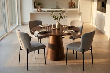 Siena Matgrupp runt 110 cm Valnöt med 4 Elsie Matstolar - Valnöt/Ljusgrå - Products - Möbler - Bord & matgrupp - Matgrupp