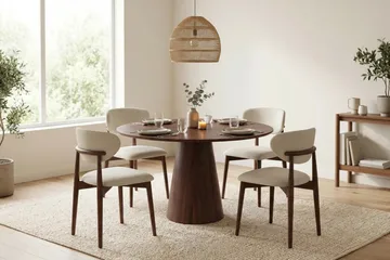Siena Matgrupp runt 110 cm Valnöt med 4 Molly Matstolar - Valnöt - Products - Möbler - Bord & matgrupp - Matgrupp