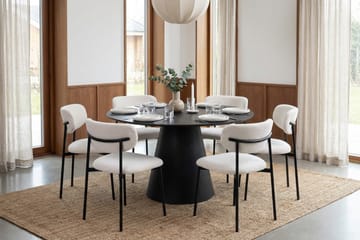 Siena Matgrupp runt 130 cm Svart med 6 Lucy Matstolar - Svart - Products - Möbler - Bord & matgrupp - Matgrupp