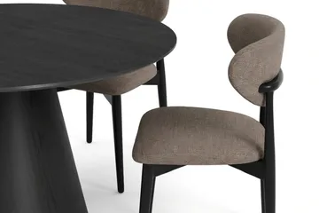 Siena Matgrupp runt 130 cm Svart med 6 Molly Matstolar - Svart - Products - Möbler - Bord & matgrupp - Matgrupp