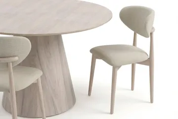 Siena Matgrupp runt 130 cm Vitlaserad med 6 Molly Matstolar - Vitlaserad - Products - Möbler - Bord & matgrupp - Matgrupp