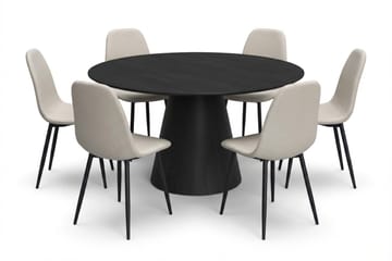 Siena Matgrupp runt 150 cm Svart med 6 Nibe Matstolar - Svartlaserad ek - Products - Möbler - Bord & matgrupp - Matgrupp