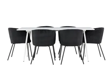 Silar Matgrupp 180 cm Rektangulär med 6 Berit stolar - Vit/Svart - Products - Möbler - Bord & matgrupp - Matgrupp