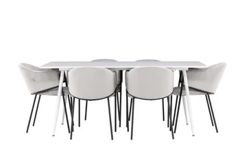 Silar Matgrupp 180 cm Rektangulär med 6 Evelina stolar - Vit/Grå - Products - Möbler - Bord & matgrupp - Matgrupp