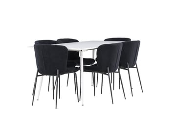 Silar Matgrupp 180 cm Rektangulär med 6 Modesto stolar - Vit/Svart - Products - Möbler - Bord & matgrupp - Matgrupp