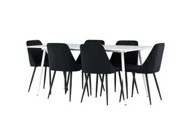 Silar Matgrupp 180 cm Rektangulär med 6 Night stolar - Vit/Svart - Products - Möbler - Bord & matgrupp - Matgrupp
