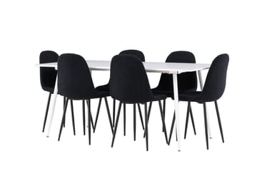 Silar Matgrupp 180 cm Rektangulär med 6 Polar stolar - Vit/Svart - Products - Möbler - Bord & matgrupp - Matgrupp