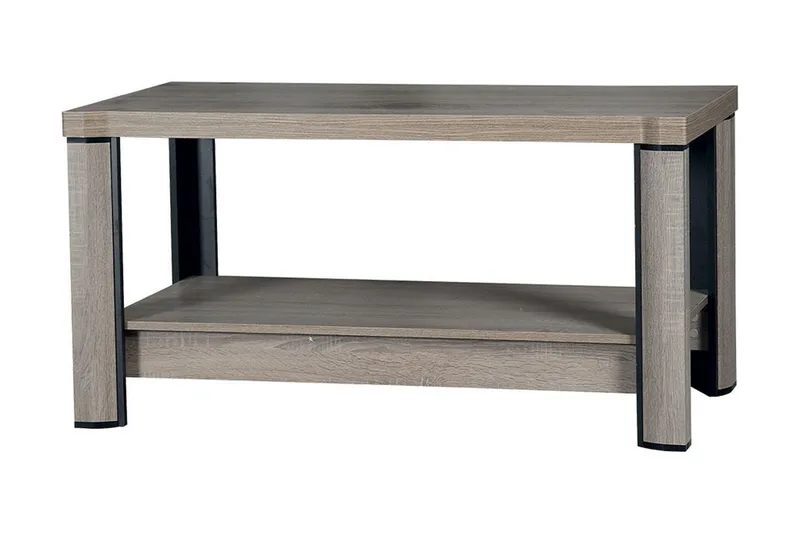 Chezum Soffbord 120 cm med Förvaring Hylla, Tryffel/Beige/Grå