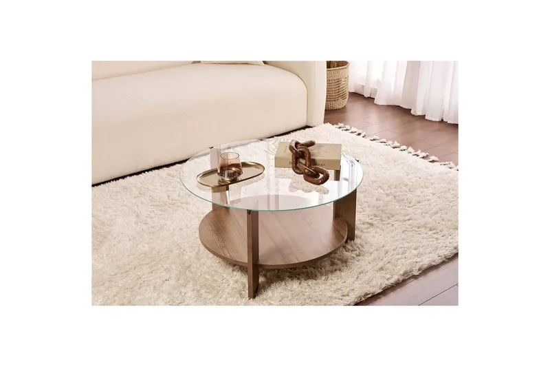 Soffbord Clara 75 cm med Glasskiva - Valnöt / Transparent - Products - Möbler - Bord & matgrupp - Soffbord