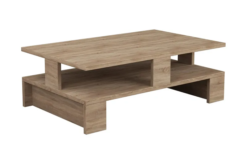 Decorta Soffbord 80 cm med Förvaring Hylla, Ekfärg