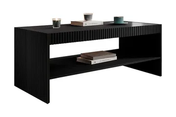 Juniskär ribbad soffbord med hyllförvaring rektangulärt - 120x57x50 Svart
