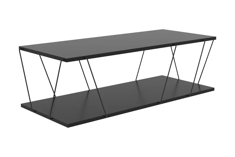 Ljusfors Soffbord 120 cm med Förvaring Hylla, Antracit/Svart