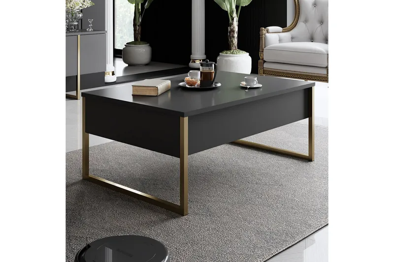 Luxe Soffbord 90x40 cm Svart/Guld - Hanah Home - Products - Möbler - Bord & matgrupp - Soffbord