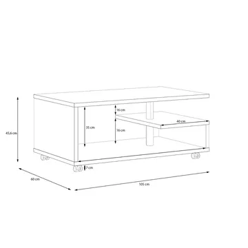 Nabinger Soffbord 105 cm med Förvaring Hyllor på Hjul - Betonggrå - Products - Möbler - Bord & matgrupp - Soffbord - Soffbord med hjul