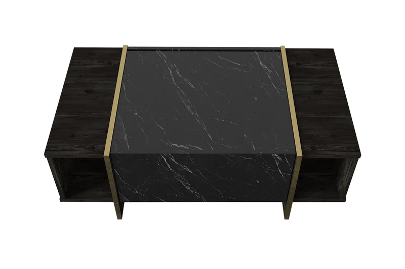 Riello Soffbord 104 cm med Förvaring Hyllor + Lucka - Svart/Guld - Products - Möbler - Bord & matgrupp - Soffbord - Soffbord med förvaring