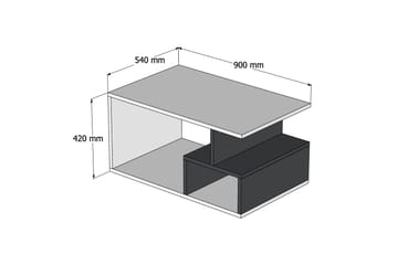 Soffbord Garavelo Soffbord 90 cm med Förvaring Hyllor Marmormönster Svart,Trä/Natur,Mörkbrun - Products - Möbler - Bord & matgrupp - Soffbord - Soffbord med förvaring