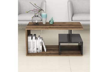 Soffbord Garavelo Soffbord 90 cm med Förvaring Hyllor Marmormönster Svart,Trä/Natur,Mörkbrun - Products - Möbler - Bord & matgrupp - Soffbord - Soffbord med förvaring