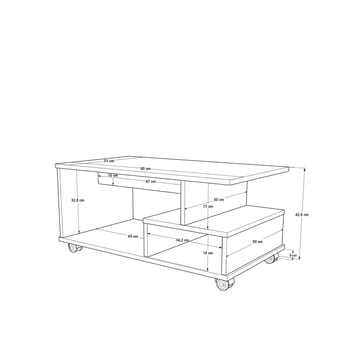 Solven Soffbord 90x42,5x51 cm - Ek och antracit - Products - Möbler - Bord & matgrupp - Soffbord - Soffbord med hjul