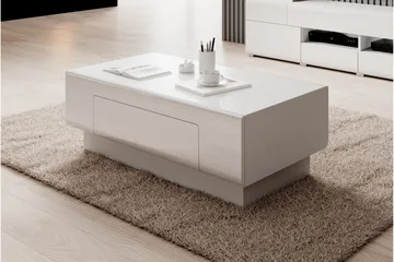 Toreno Soffbord 110 cm med Förvaring Hylla + Låda - Vit - Products - Möbler - Bord & matgrupp - Soffbord - Soffbord med förvaring