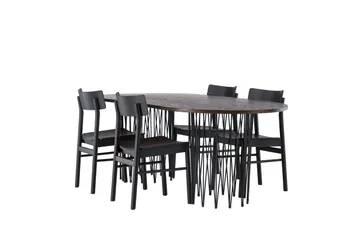 Stone Matgrupp + 4 Montros stolar Oval - Svart/Mocca - Products - Möbler - Bord & matgrupp - Matgrupp