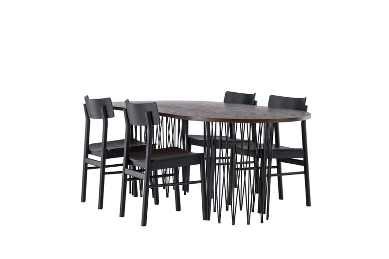 Stone Matgrupp + 4 Montros stolar Oval - Svart/Mocca - Products - Möbler - Bord & matgrupp - Matgrupp