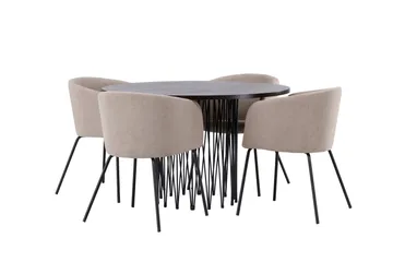 Stone Matgrupp 120 cm Rund med 4 Berit stolar - Beige - Products - Möbler - Bord & matgrupp - Matgrupp