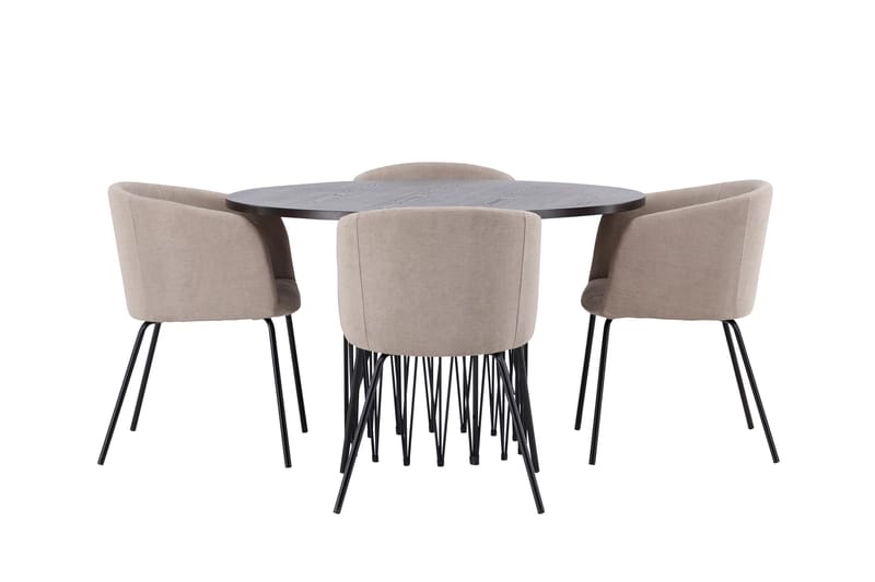 Stone Matgrupp 120 cm Rund med 4 Berit stolar - Beige - Products - Möbler - Bord & matgrupp - Matgrupp