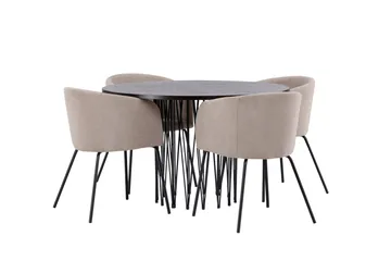 Stone Matgrupp 120 cm Rund med 4 Berit stolar - Beige - Products - Möbler - Bord & matgrupp - Matgrupp