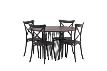 Stone Matgrupp 120 cm Rund med 4 Crosett stolar - Svart - Products - Möbler - Bord & matgrupp - Matgrupp