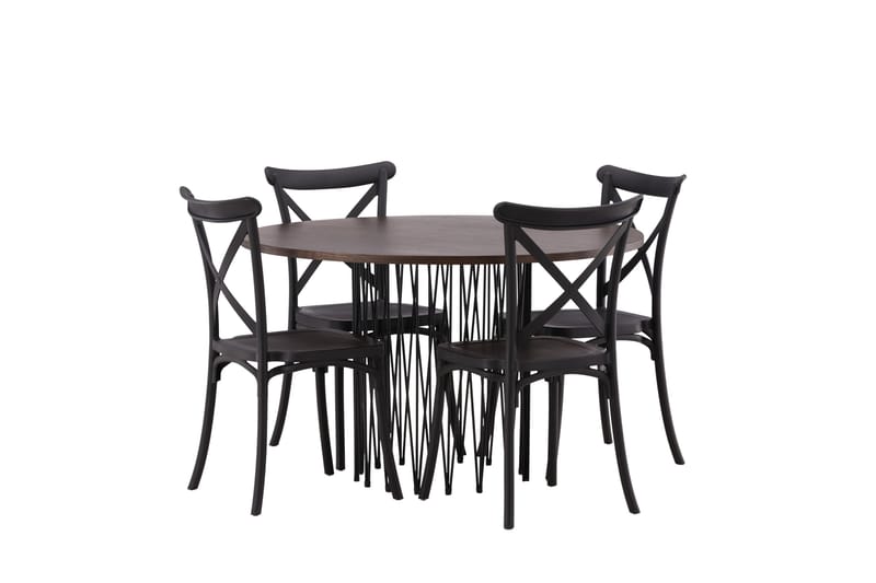 Stone Matgrupp 120 cm Rund med 4 Crosett stolar - Svart - Products - Möbler - Bord & matgrupp - Matgrupp