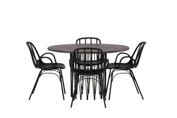 Stone Matgrupp 120 cm Rund med 4 Dyrön stolar - Svart - Products - Möbler - Bord & matgrupp - Matgrupp
