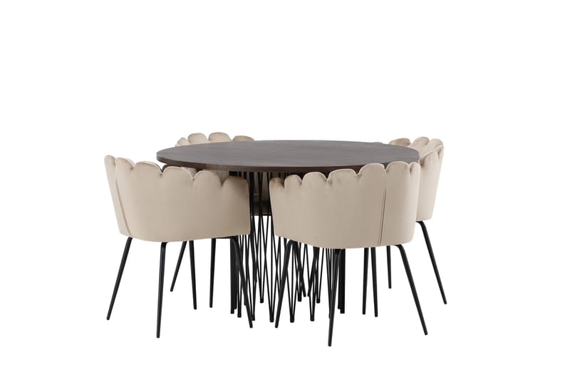 Stone Matgrupp 120 cm Rund med 4 Limhamn stolar - Beige - Products - Möbler - Bord & matgrupp - Matgrupp