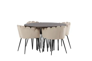 Stone Matgrupp 120 cm Rund med 4 Limhamn stolar - Beige - Products - Möbler - Bord & matgrupp - Matgrupp