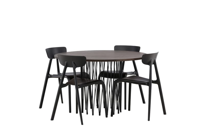 Stone Matgrupp 120 cm Rund med 4 Ursholmen stolar - Svart - Products - Möbler - Bord & matgrupp - Matgrupp