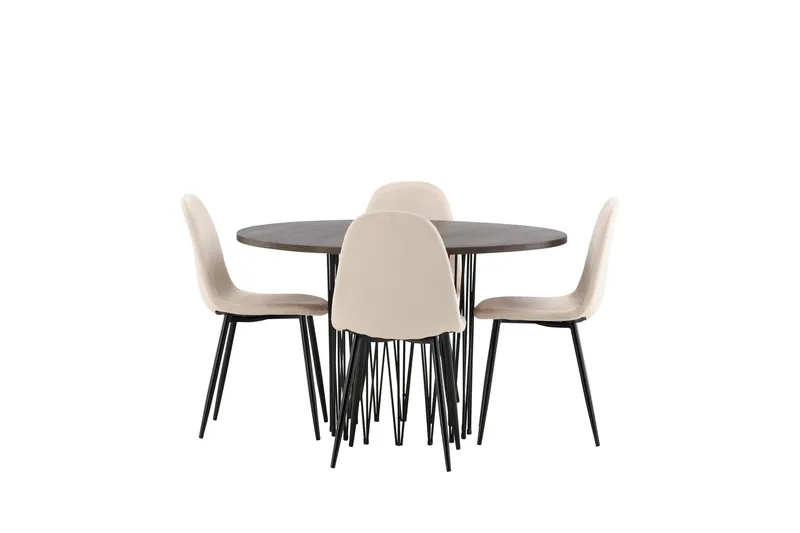 Stone Matgrupp 120 cm Rund med 4 Polar stolar - Beige - Products - Möbler - Bord & matgrupp - Matgrupp